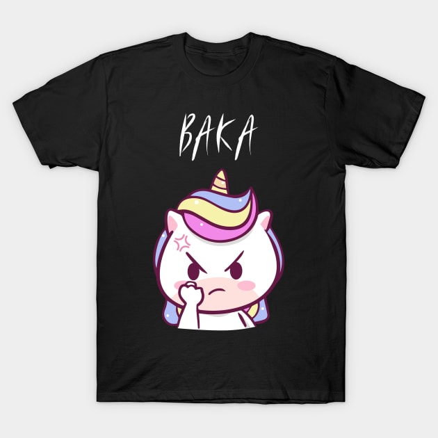 Funny Anime Baka Purple Kawaii Unicorn - Style 01 T-Shirt by Art Deck